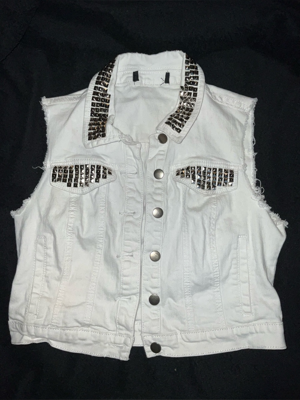 White Studded Denim Vest